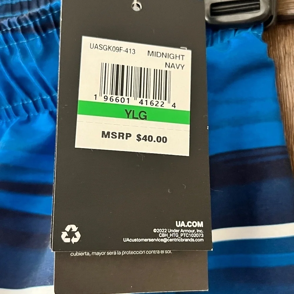 Under Armour Serenity View Board Swim Shorts Midnight Navy Size YLG NWT